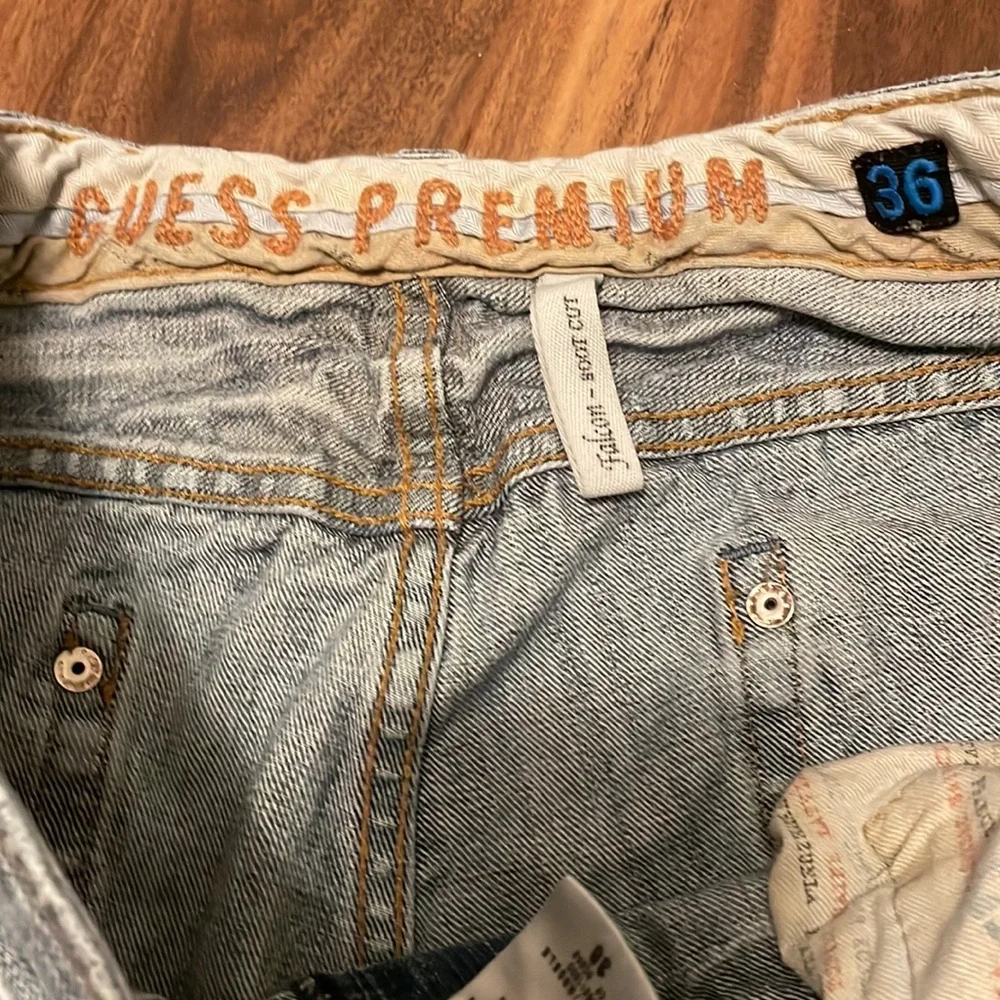 GUESS Premium Falcon Boot Cut 36 Denim Blue Jeans Pockets Buttons belt loops - Picture 4 of 8